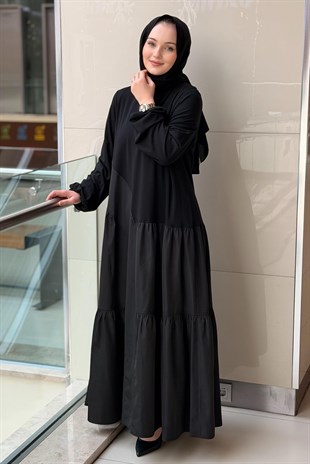 Nurcan Çetin Paraşüt Kumaş Kombinli Asimetrik Elbise