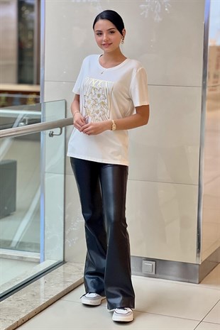 On Fashion Kısa Kol Çiçek Baskı desenli Bluz