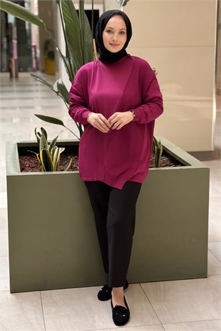 Tığ Triko Örgü Detaylı Merserize Tunik