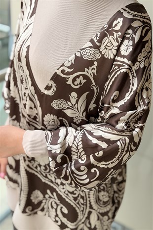 Ghisa Şal Desenli Triko Kombinli Tunik