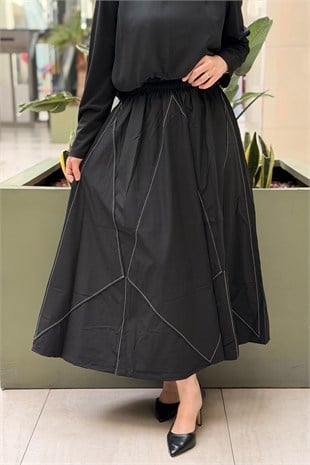 Ghisa Beli Lastikli Spor Dikişkli Etek