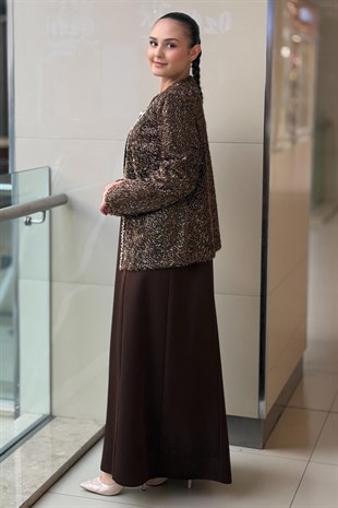 Matex Kristal Taş Detaylı Boncuk İşlemeli Abiye İkili Set