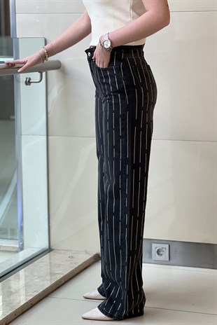 İpekyol Hotfix Baskılı Wide Leg Fit Jean Pantolon