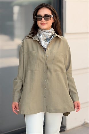Mahal Miya Çift Cepli Oversize Gömlek