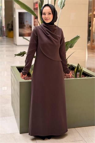 Nuss Degaje Kapak Detaylı Modal Elbise