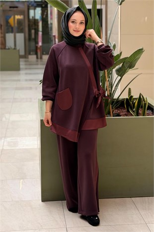 Nuss Kapaklı Çapraz Bağlı Tunik Pantolon Takım