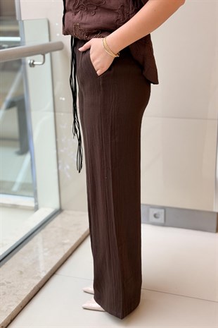 Twist Püsküllü Kemerli Wide Leg Pantolon