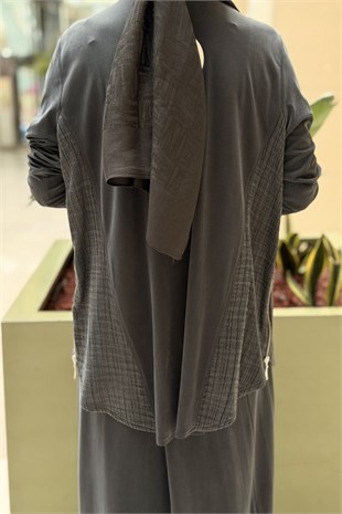 Heddy Yanları Bürümcük Kumaş Kombinli Tunik Etek Takım