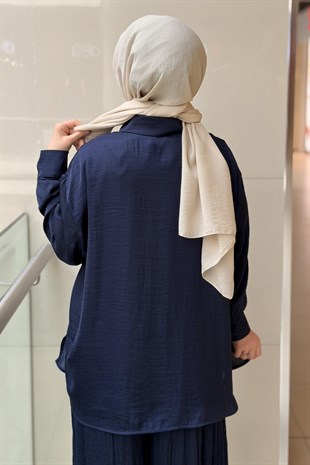 Kahma Krıştırma Efektli Gömlek Pantolon Takım