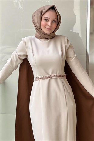 White Corner El İşi Taş İşlemeli Kaftan Abiye