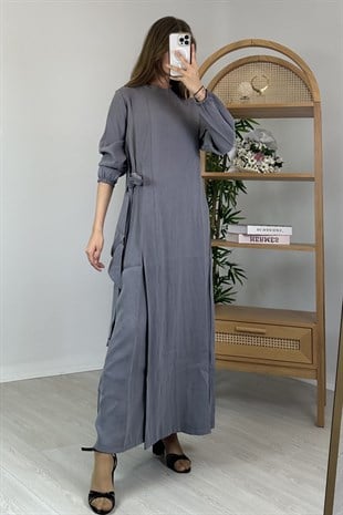 İnvee Yandan Bağlamalı Tencel Elbise
