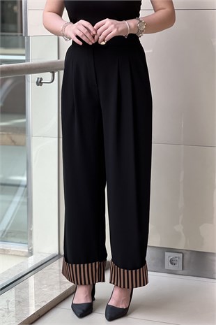 Mianotte Paçası Çizgili Duble Paça Pantolon