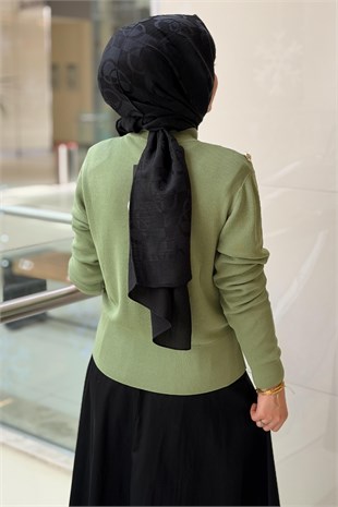 Ghisa Omuzları Düğme Detaylı Triko Tunik