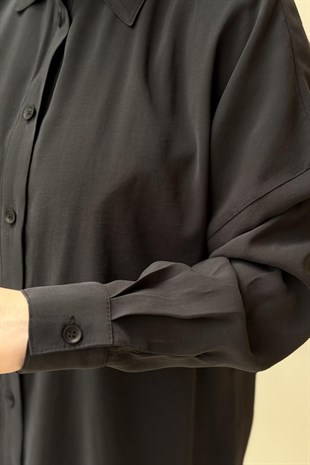 Tığ Triko Saten Yüzlü Oversize Gömlek