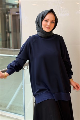 Ghisa Kolları Plise Merserize Detaylı Tunik