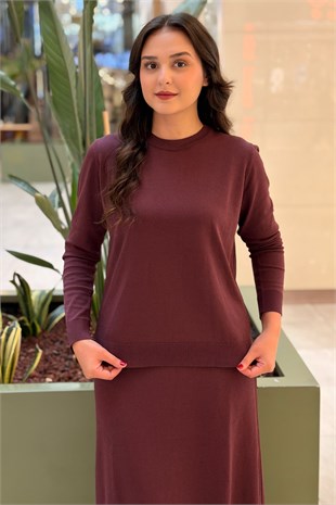 Nuss Eteği Düğme Detaylı Merserize Takım