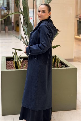 Missdalida Kapşonlu Önden Fermuarlı Denim Kap