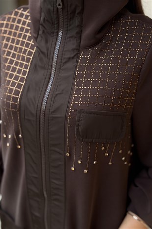 Nuss Saçaklı Taş İşlemeli Kap Pantolon Takım