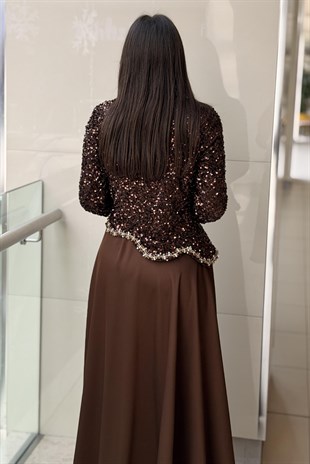 Matex Pul Payet Detaylı Kavis Abiye Elbise