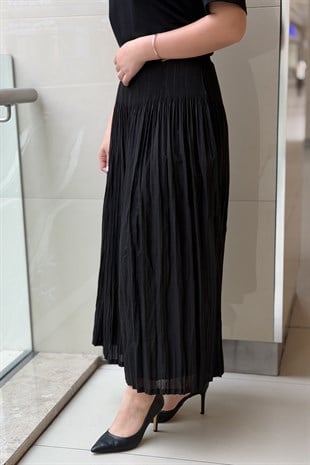 Ghisa Beli Lastikli Pliseli Bol Pantolon