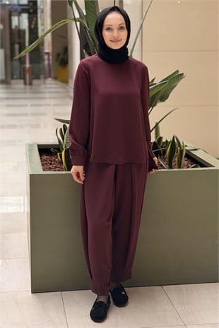 Nuss Önü Kısa Arkası Uzun Tunik Pantolon Basic Takım