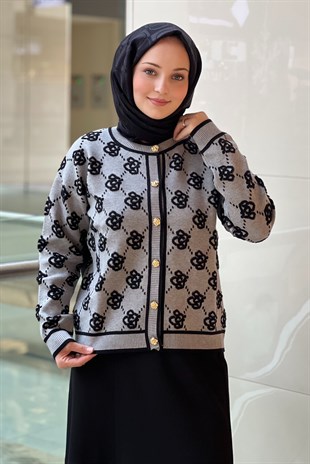 Ghisa Gül Desenli Triko Hırka