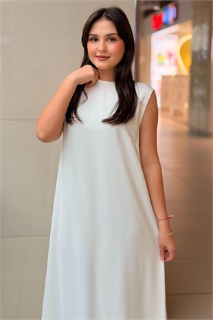 White Corner İthal Krep Kolsuz İçlik Elbise