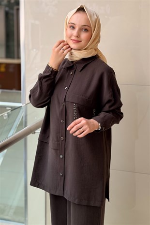 Nuss Trok Detaylı Çıtçıtlı Gömlek Pantolon Takım