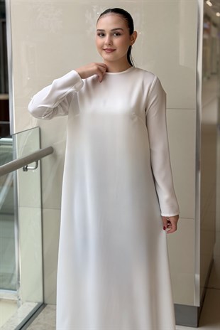 White Corner İthal Krep Uzun Kollu İçlik Elbise