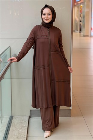 Nurcan Çetin Fermuar Detaylı Düğmeli Kap Pantolon Takım