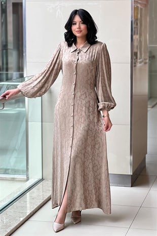 Qül Exclusive Önden Bağlamalı Kupra Elbise