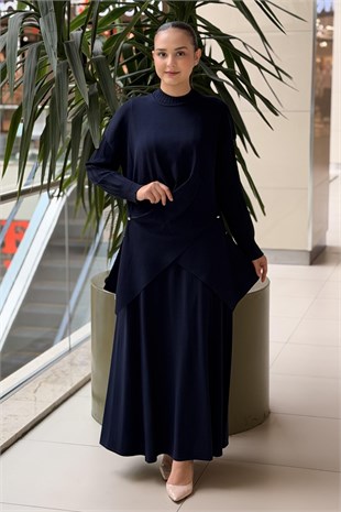 Missdalida Metal Düğme Detaylı Asimetrik Tunik