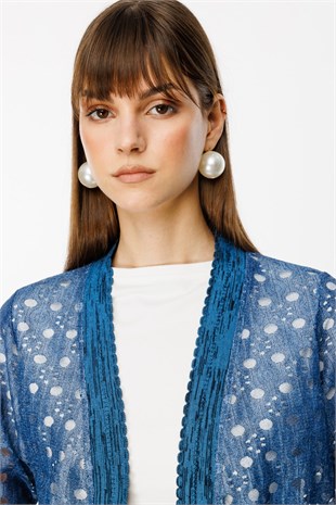 On Fashion Delikli Kumaşlı Ribanalı Kısa Hırka