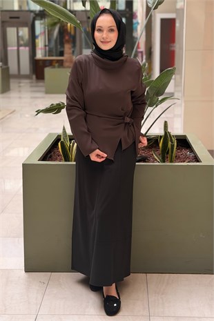 Ghisa Degaje Yaka Bel Bağlı Tunik