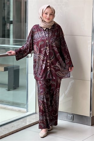 Ghisa Şal Desenli Gömlek Pantolon Takım