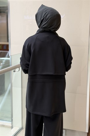 Ghisa Önden Fermuarlı Bel Büzgülü Kap Pantolon Modal Takım