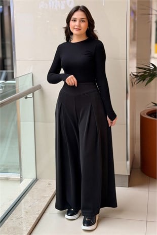 Ghisa A pileli Bol Paça Modal Pantalon