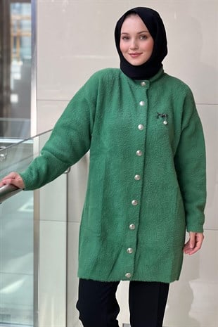 Nuss Önden Çıtçıtlı Basic Angora Hırka