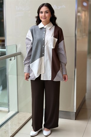İpekyol Kumaş Mix Oversize Gömlek
