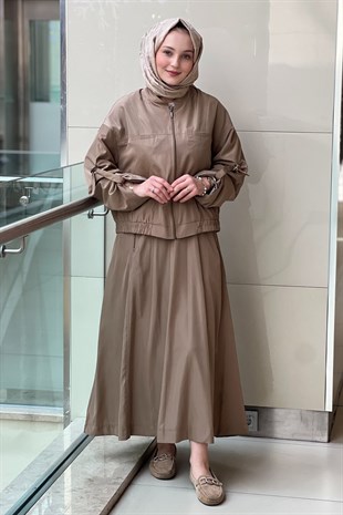 Nurcan Çetin Cep Detaylı Basic Ceket Etek Takım