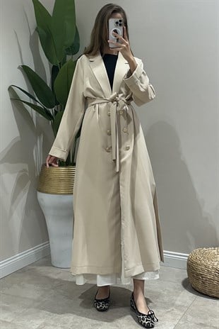 Nurcan Çetin Önü Açık Yanları Yırtmaçlı Blazer Ceket Kap