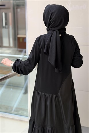 Nurcan Çetin Paraşüt Kumaş Kombinli Asimetrik Elbise