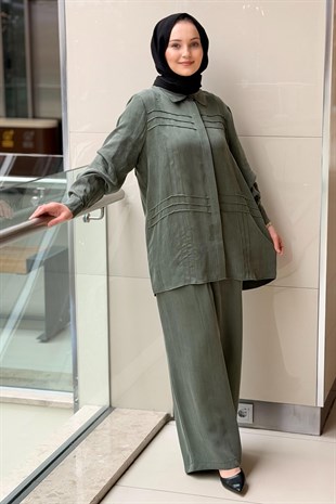 Nuss Nervür Detaylı Gizli Patlı Gömlek Pantolon Takım