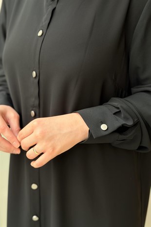 Ghisa Gömlek Yaka Önden Düğmeli Şifon Detaylı Ferace