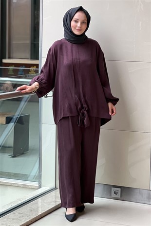 Ghisa Fiyonk Bağlı Tunik Bol Pantolon Takım