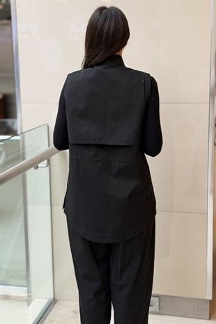 Ghisa Dik Yaka Broş Detaylı Yelek Pantolon Takım