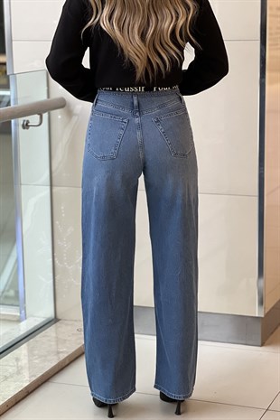 Twist Sloganlı Elastik Bel Jean Pantolon