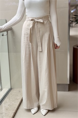 Ceremony Önü Pileli Beli Kuşaklı Dubai Pantolon