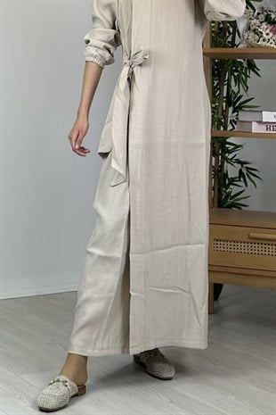 İnvee Yandan Bağlamalı Tencel Elbise