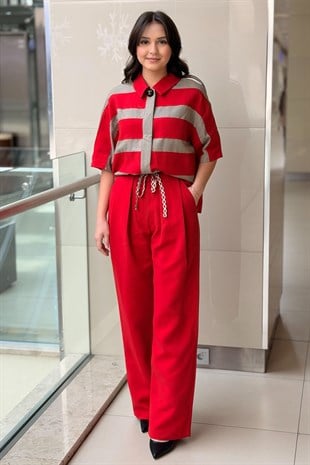 Twist Pileli Wide Leg Pantolon
